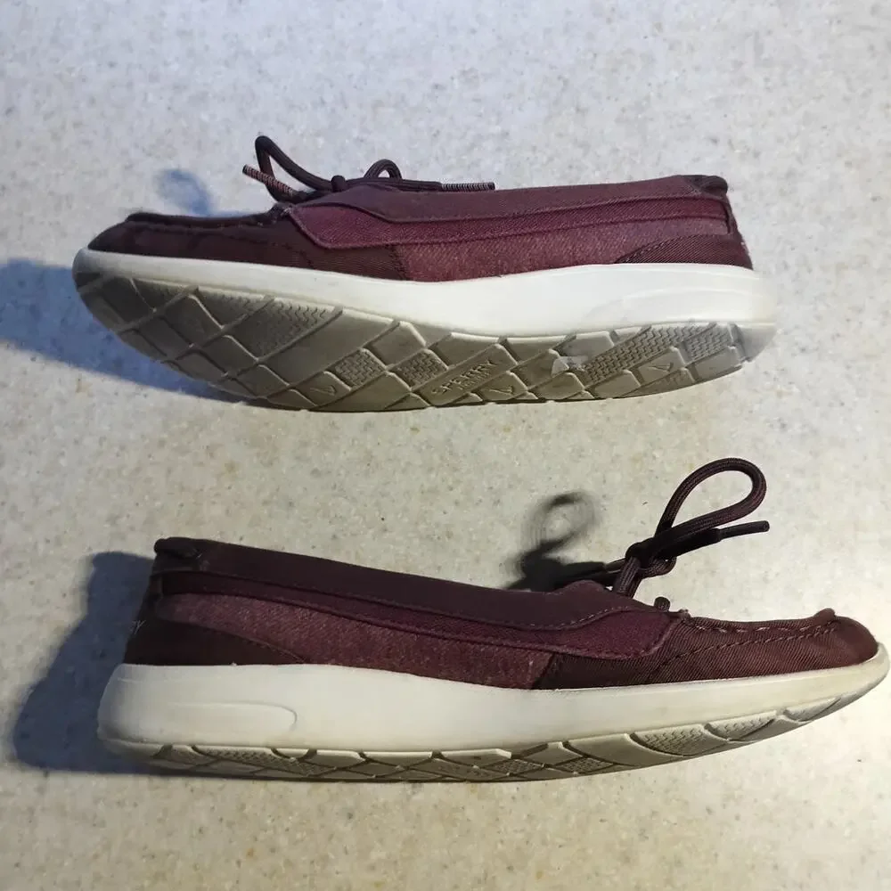 Sperry Burgundy Leather Boat Shoe Sneakers Womens 7 Coastal Preppy STS808209